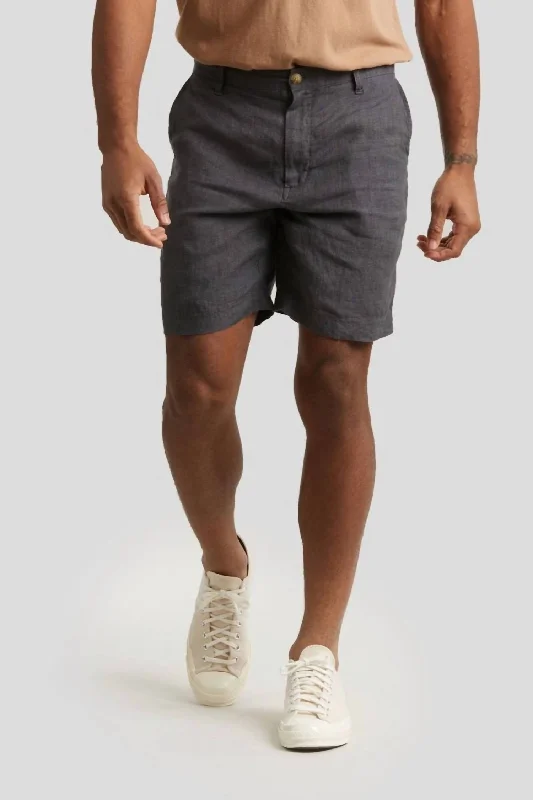 Aventura Washed Linen Shorts In Charcoal