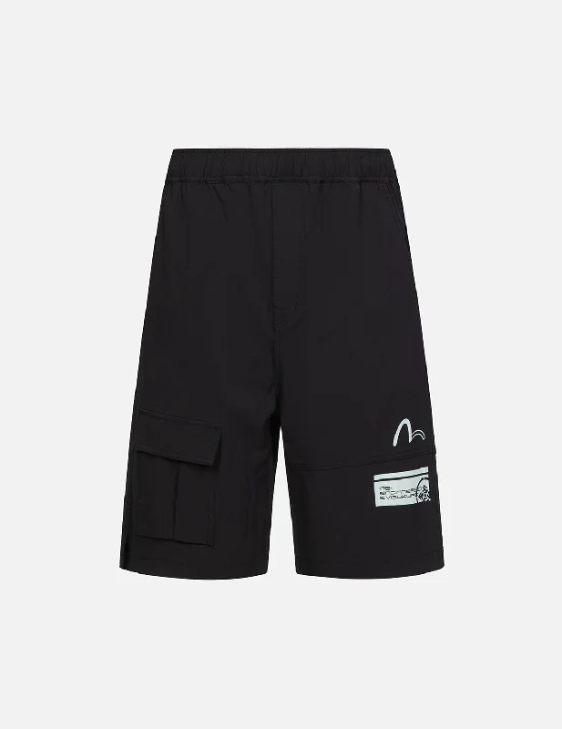 Seagull and Logo Print Panelling Shorts