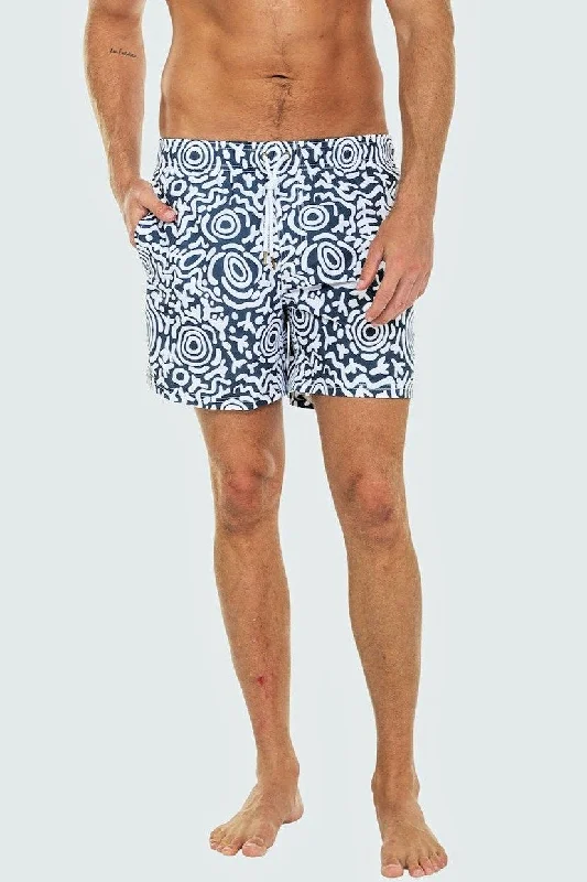 Ortc MENS NGARRINDJERI DREAMING SWIM SHORTS - BLUE WHITE