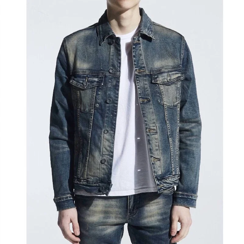 Men's Bering Denim Jacket In Indigo Dirty Wash