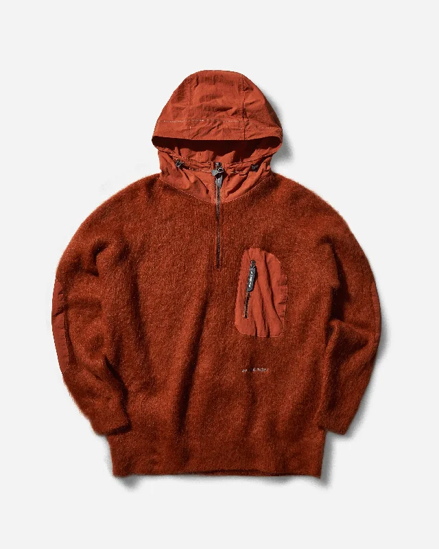 Men's Mohair Wool Knit Hoodie Orange