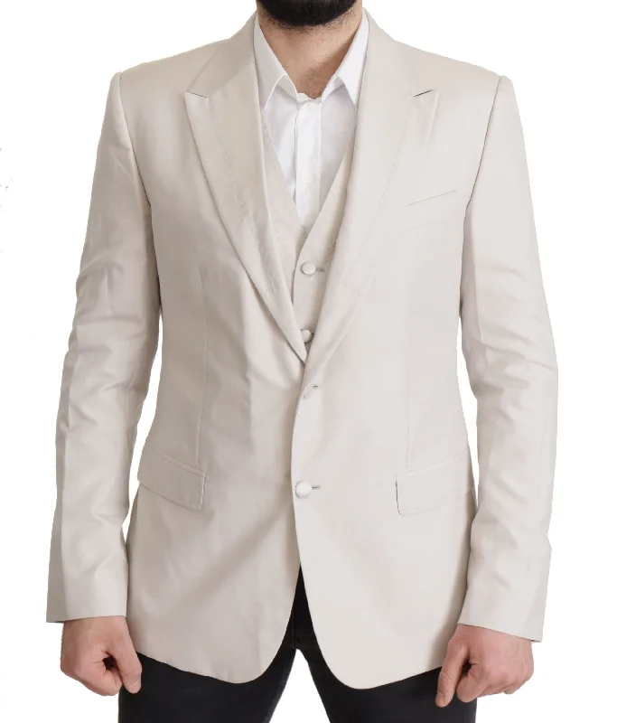 Dolce & Gabbana Elegant   Silk Blend Suit Jacket Men's Set