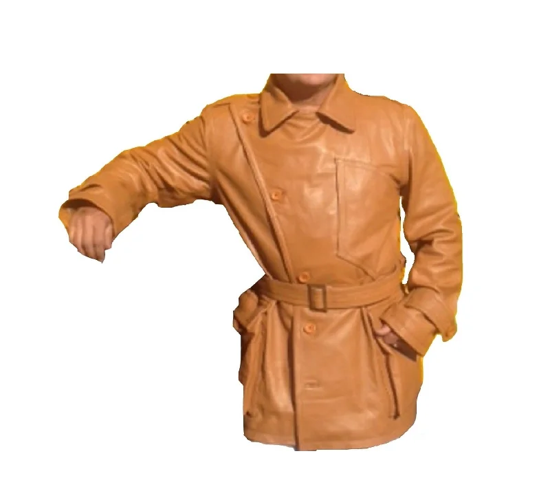 Aviator Flying Three Quarter Pilot Tan Genuine Leather Coat