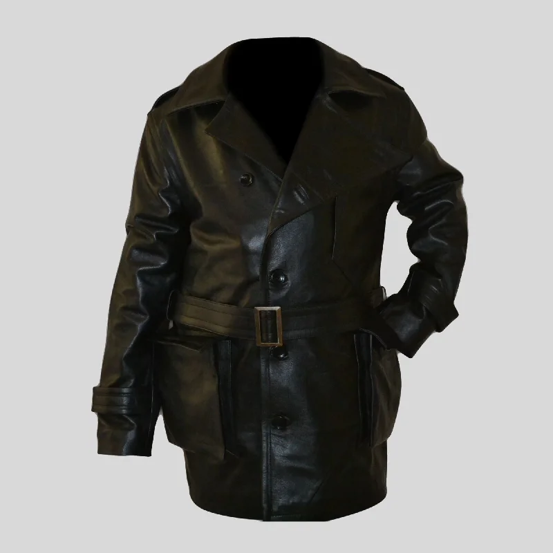 Aviator Flying Three Quarter Pilot Black Genuine Leather Coat