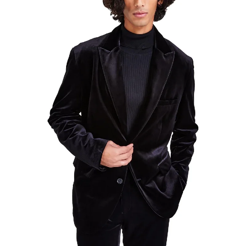 Mens Velvet Slim Fit Two-Button Blazer