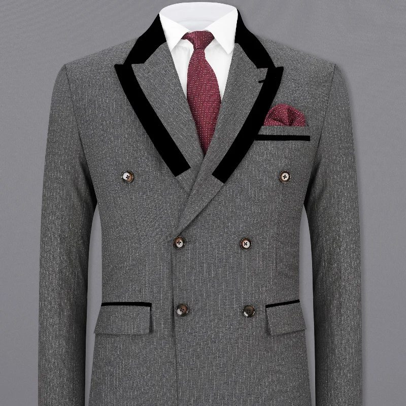 Ironside Gray Striped Double Breasted Designer Blazer