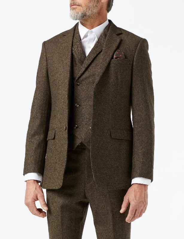 JAX - BROWN HERRINGBONE TWEED JACKET