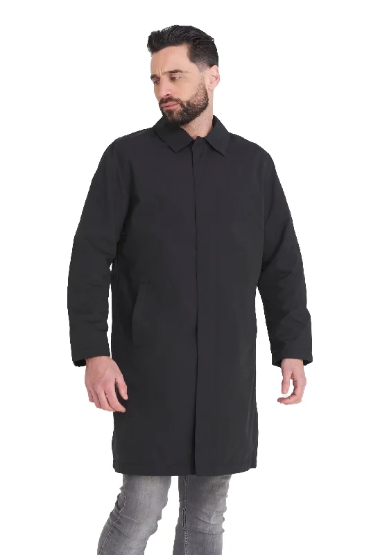 Men's Black Formal Raincoat Long Rain Mac Doorman Funeral