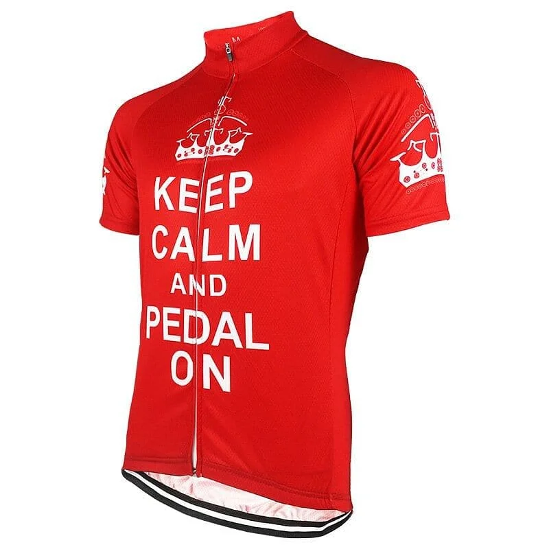 Keep Calm & Pedal On - Red Cycling Jersey