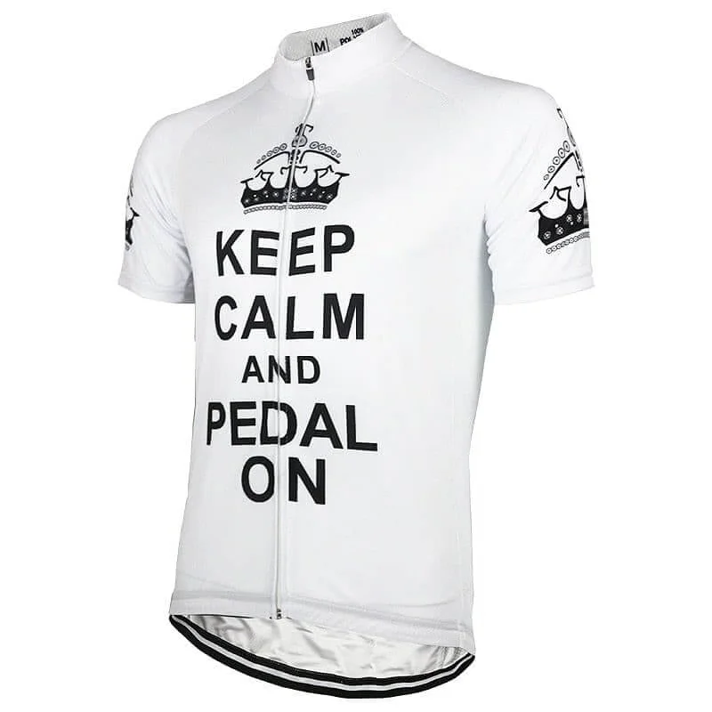 Keep Calm & Pedal On - White Cycling Jersey