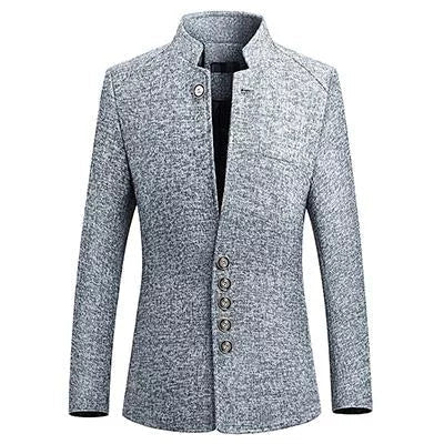 The Ontario Slim Fit Mandarin Collar Jacket - Heather Grey