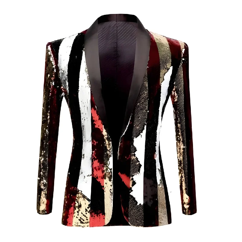 The Sebastian Striped Sequin Slim Fit Blazer Suit Jacket