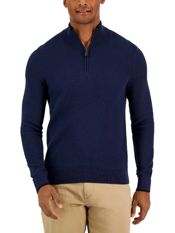 Mens Cotton Half Zip Pullover Sweater